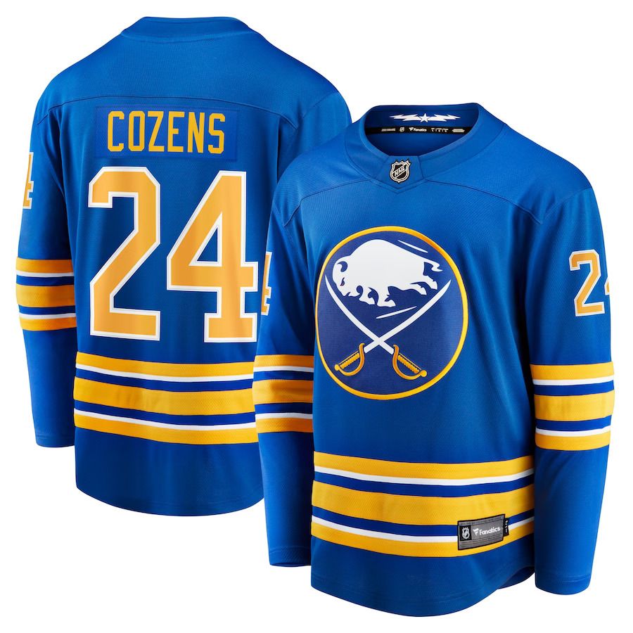 Men Buffalo Sabres #24 Dylan Cozens Fanatics Branded Royal Home Breakaway Player NHL Jersey